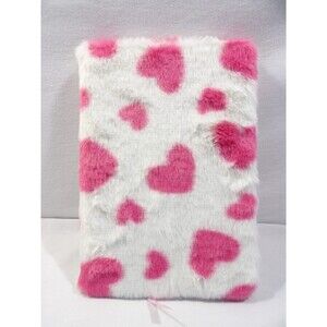 1 Piece Pink Heart Plush Journal Notebook Soft Fluffy Cute Notepad Gift